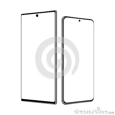 Two modern frameless mobile phones isolated Cartoon Illustration